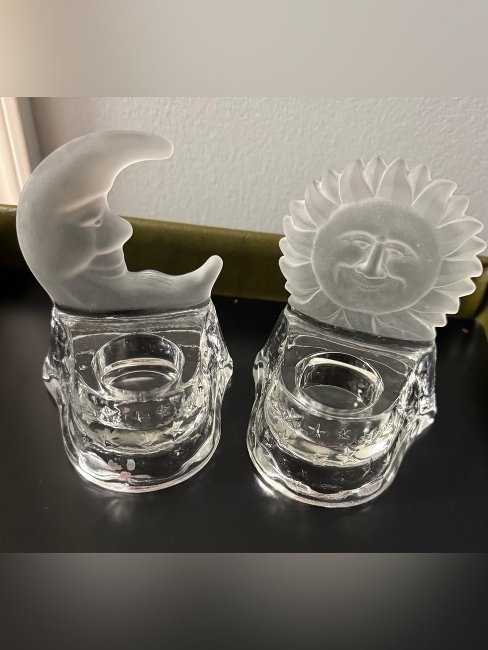 Vintage PartyLite Sun Moon
Frosted Glass Tealight Candle
Holders Celestial Set